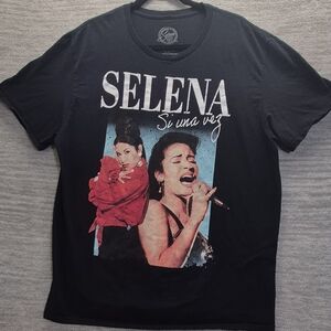 Selena 'Si Una Vez' Graphic Tee - Black with Red & Blue Print Xl Womens
